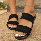 Damen bequeme Zehentrenner mit dekorativem Pompon-Detail R&B
