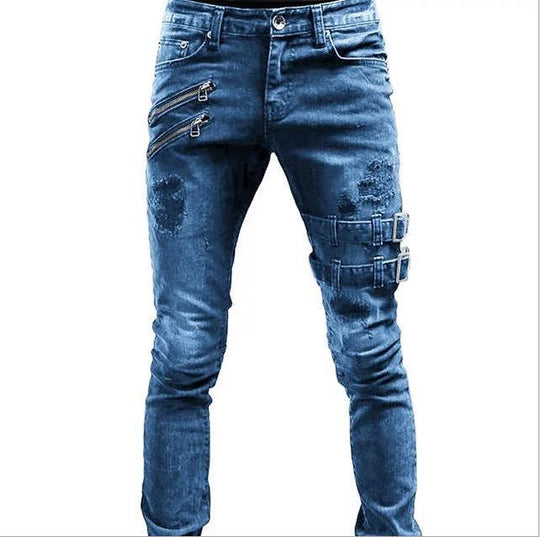 Herren Jeans mit stylischem Reißverschluss und Distressed-Details R&B