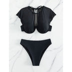 Damen Bikini-Set mit elegantem Crop-Top und hoch geschnittenem Slip R&B