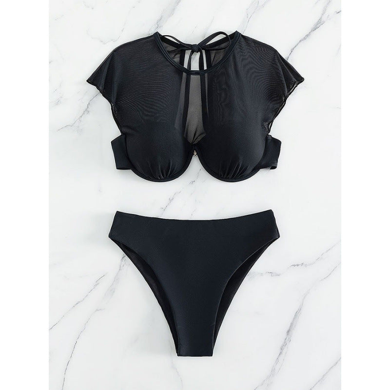 Damen Bikini-Set mit elegantem Crop-Top und hoch geschnittenem Slip R&B