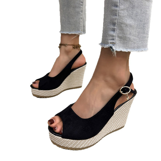 Damen Wedge-Sandalen mit modischem Perlen-Detail R&B