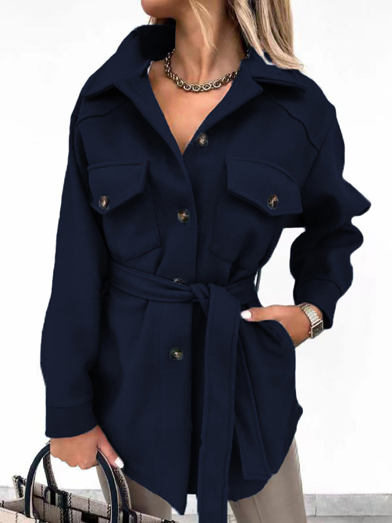 Damen Utility-Jacke mit modischem Gürtel und praktischen Taschen R&B