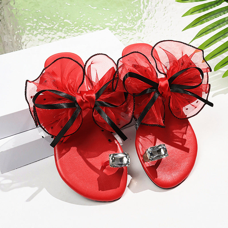 Damen extravagante Flip-Flops mit dekorativen Rüschen R&B