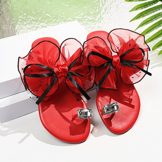 Damen extravagante Flip-Flops mit dekorativen Rüschen R&B