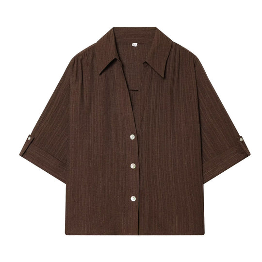 Damen lässige Bluse mit strukturiertem Gewebe und überschnittenen Schultern R&B
