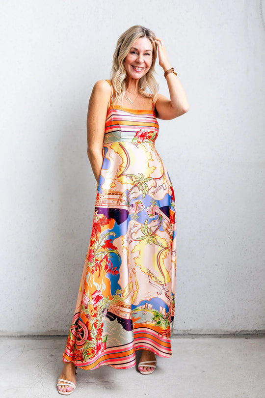 Damen Maxi-Kleid mit aufregendem Grafikdruck und verspieltem Design R&B