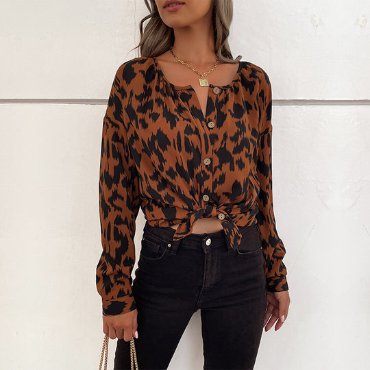 Damen Bluse mit elegantem Tiermuster und lässigem Schnitt R&B