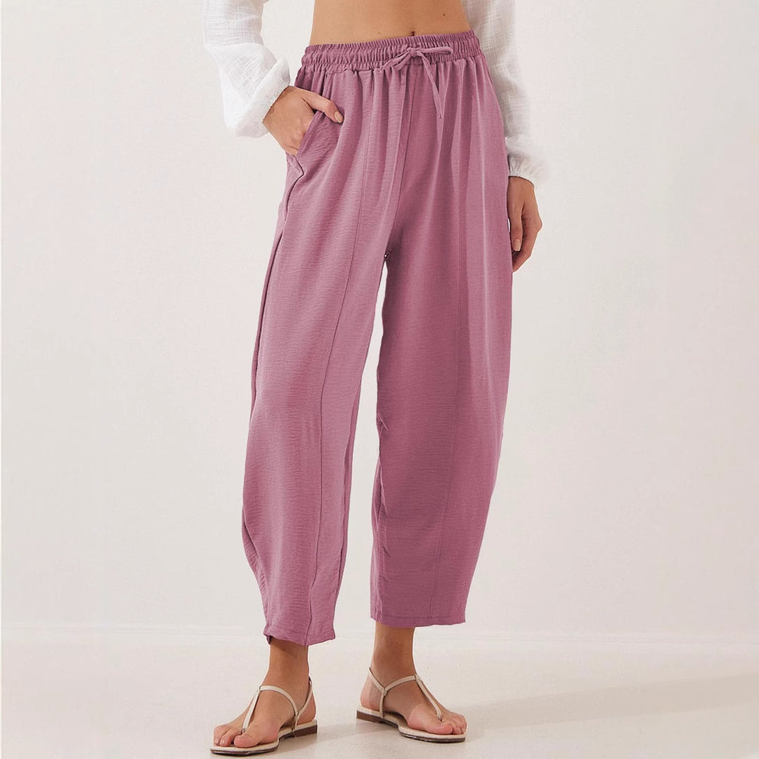 Damen lässige Freizeithose mit elastischem Bund und praktischen Seitentaschen R&B