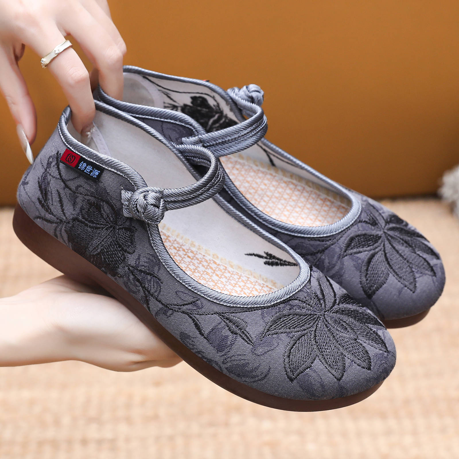 Damen Modische Ballerinas mit floralem Stickdesign R&B