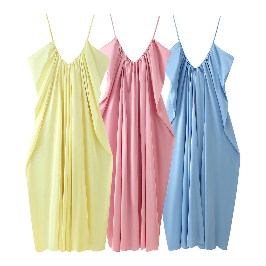 Damen Maxikleid mit legerem Schnitt und raffinierten Drapierungen R&B