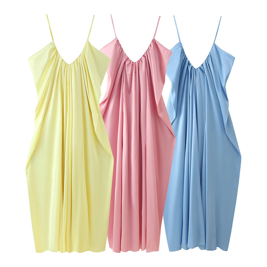 Damen Maxikleid mit legerem Schnitt und raffinierten Drapierungen R&B