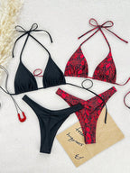 Damen Triangel-Bikini-Set mit floralen und animalischen Mustern