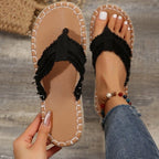 Damen Zehentrenner mit geflochtenem Design und rutschfester Sohle R&B