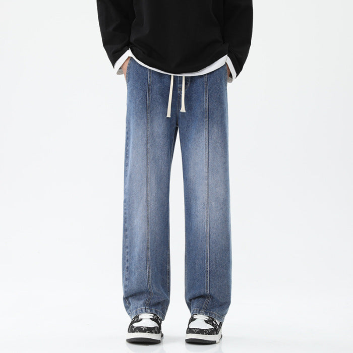 Damen weite Denim-Hose mit verstellbarem Bund und modernem Schnitt R&B