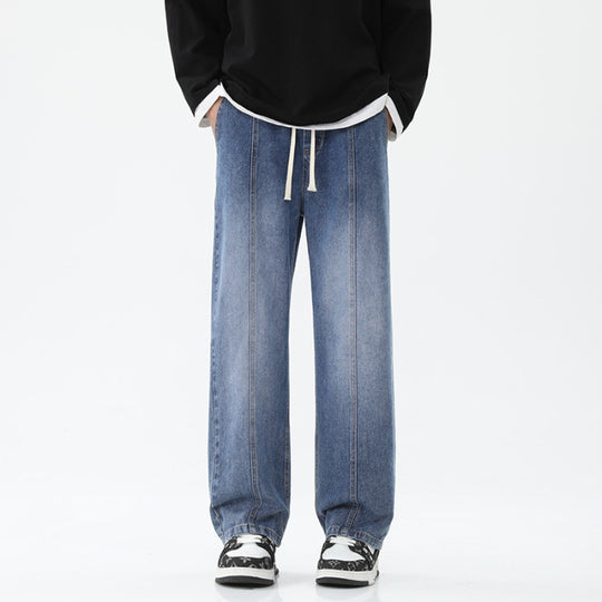 Damen weite Denim-Hose mit verstellbarem Bund und modernem Schnitt R&B
