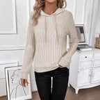 Damen Fleece Kapuzenpulli im Rippdesign R&B