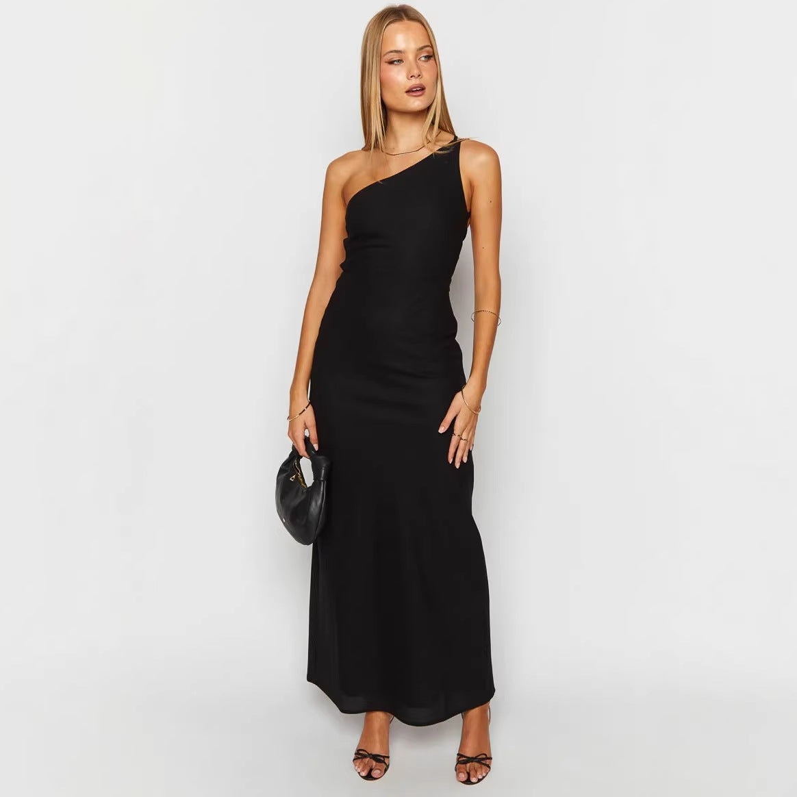 Damen Maxi-Kleid mit asymmetrischem Ausschnitt R&B
