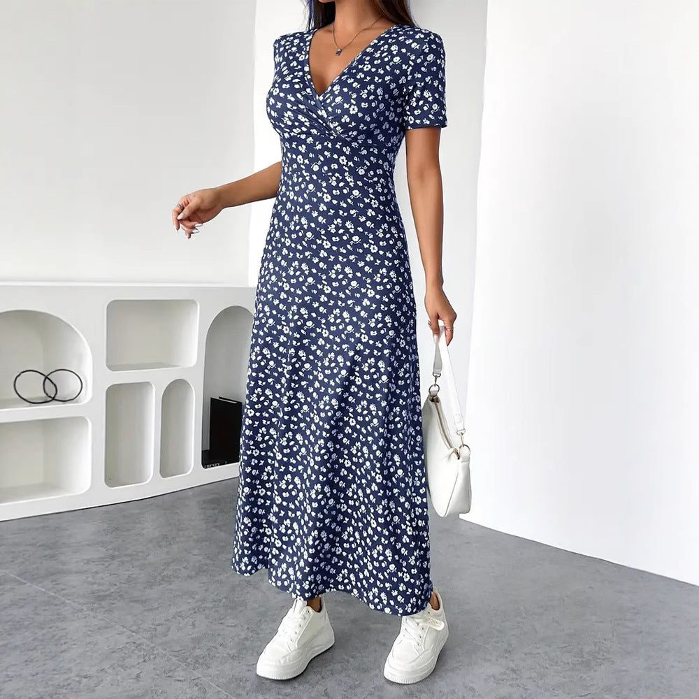 Damen Maxikleid mit floralem Wickeldesign und praktischen Seitentaschen R&B