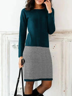 Elegantes Damen Strickkleid mit Chevron-Muster für Alltag & Büro | R&B
