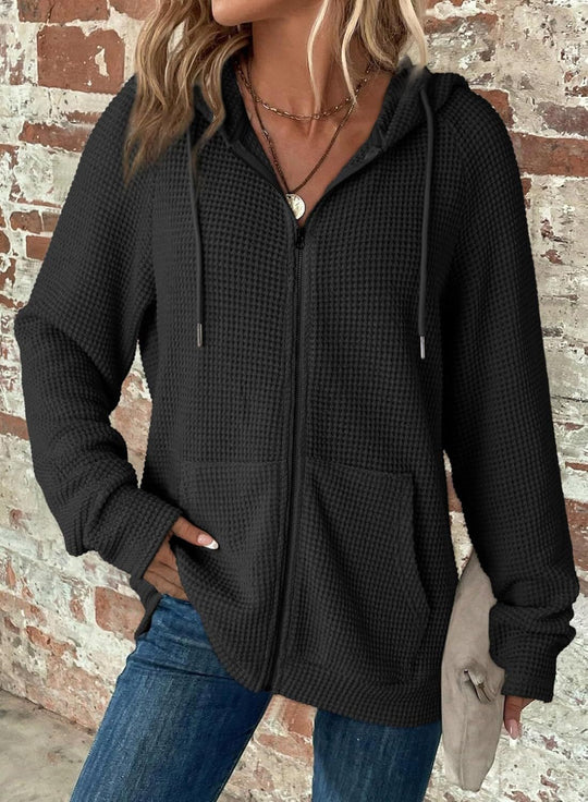 Damen Kapuzenjacke mit strukturierter Waffeloptik und praktischen Taschen R&B