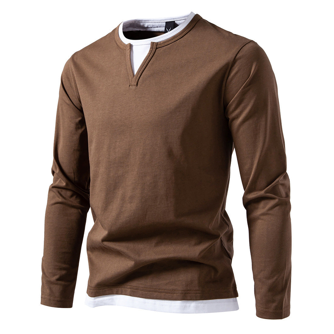Herren Langarmshirt mit modernem V-Ausschnitt und coolen Layering-Details R&B
