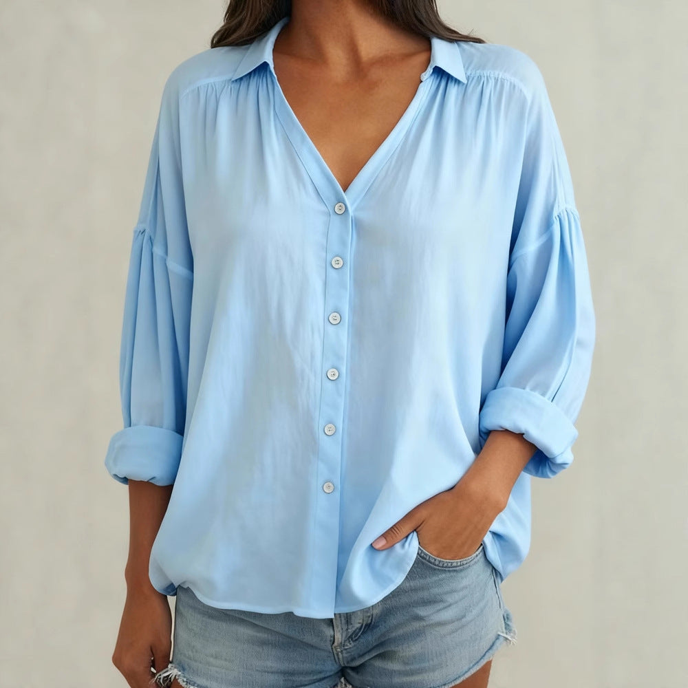 Damen Bluse mit lässigem Schnitt und Knopfdetails R&B