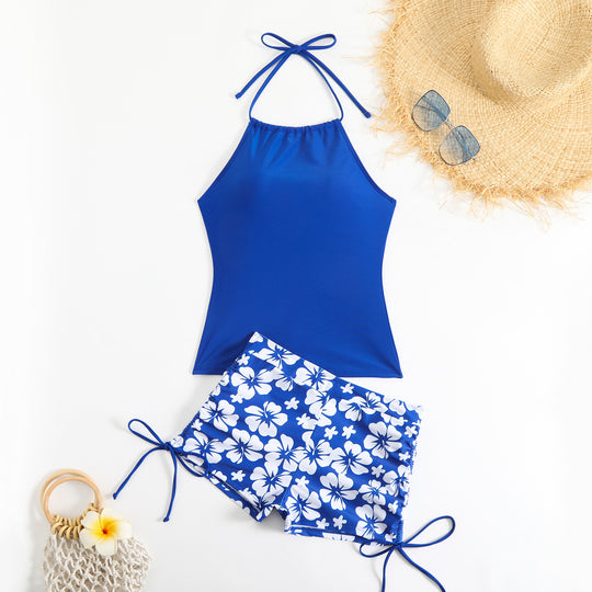 Damen Tankini-Set mit modischem Blumendruck und verstellbaren Trägern R&B
