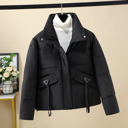 Damen Kurzgeknöpfte Steppjacke mit hohem Kragen und seitlichen Taschen R&B