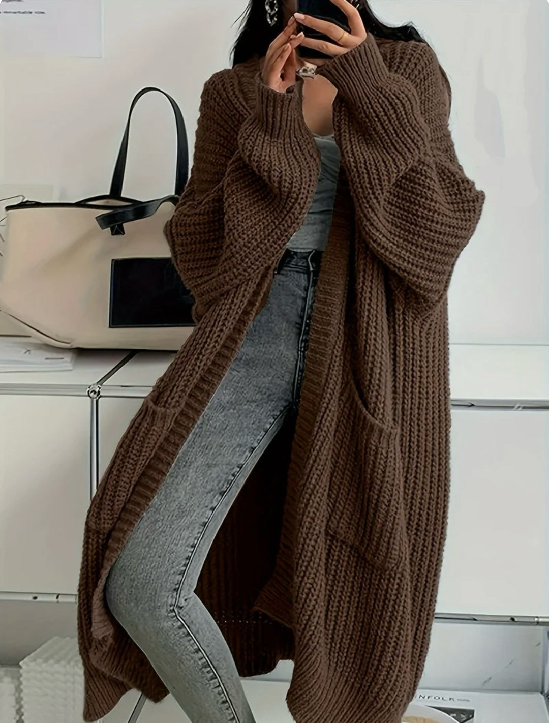 Damen Strickmantel im Oversized-Stil R&B
