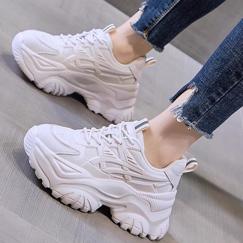Damen Sportliche Chunky Sneakers mit dämpfender Sohle und atmungsaktiver Obermaterialstruktur R&B