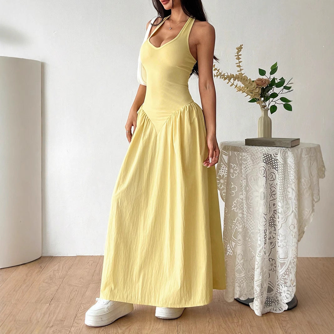 Damen Maxidress mit U-Ausschnitt und fließendem Rock R&B