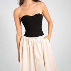 Damen Maxi-Kleid mit bequemem Herz-Ausschnitt und eleganter Raffung R&B