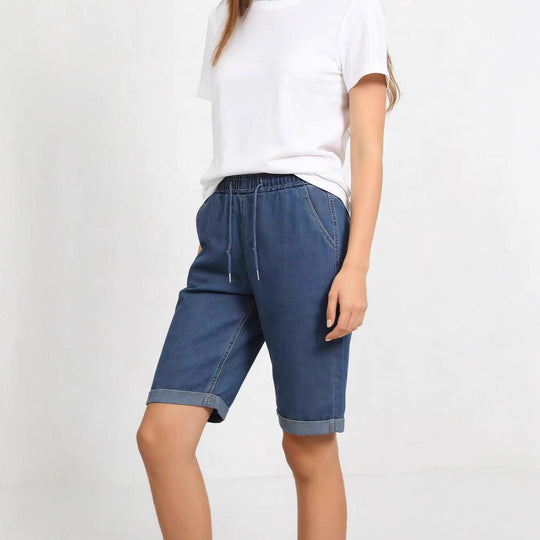 Damen Jeans-Shorts mit elastischem Bund und praktischen Taschen R&B