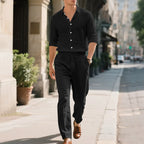 Herren lässige Leinen-Hose mit verstellbarem Kordelzug und modernem Schnitt R&B