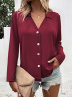 Damen Elegante Bluse mit Knopfleiste R&B