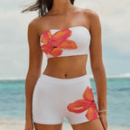 Damen Bandeau-Bikini-Set mit sportlichen Shorts R&B