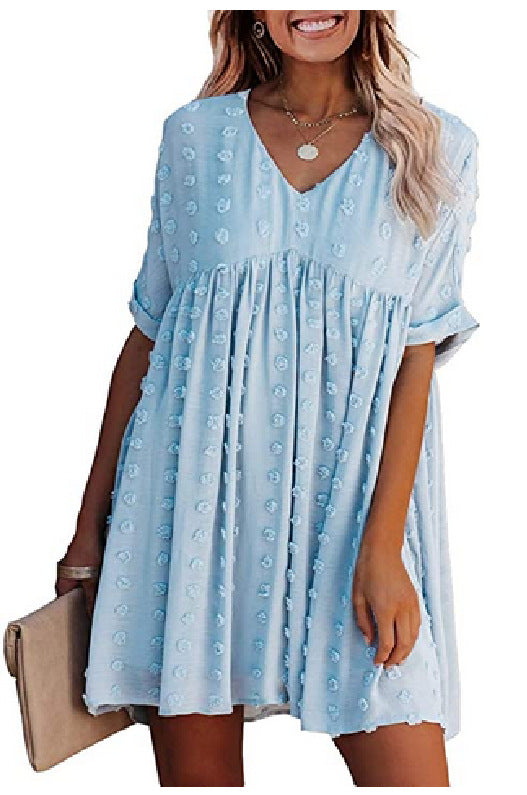 R&B | Locker Sitzendes Kurzärmliges Weites Taillenkleid
