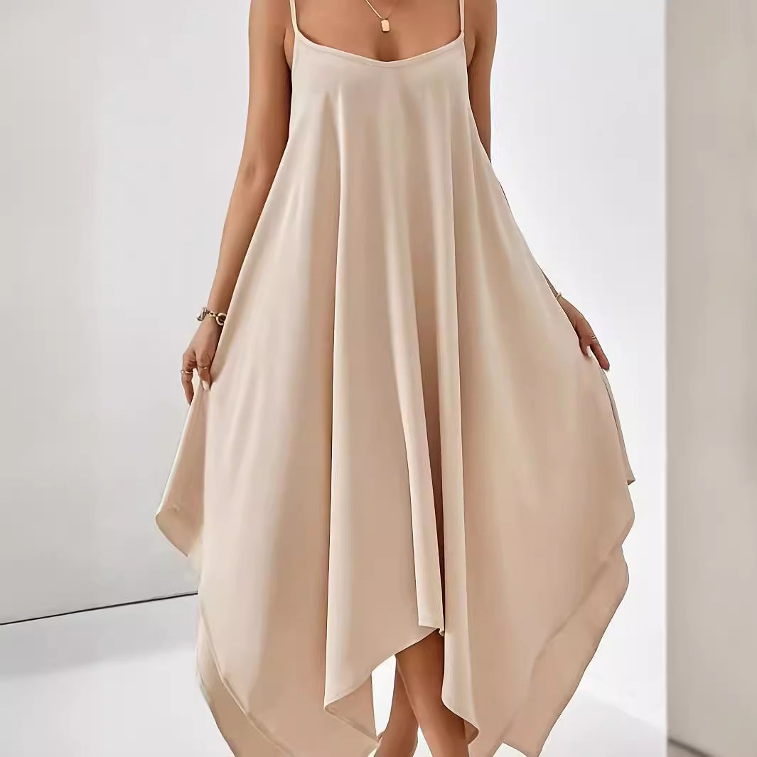 Damen Luftiges Spaghettiträger-Kleid mit asymmetrischem Saum und weichem Stoff R&B