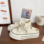 Damen Modische Sneaker mit dicker Sohle und geflochtenen Schnürsenkeln