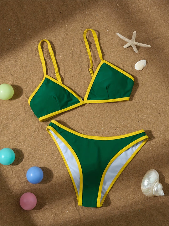 Damen Triangel-Bikini mit sportlichem Schnitt und dekorativen Details R&B