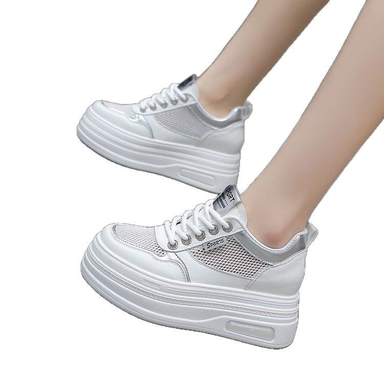 Damen Sportliche Plateau Sneakers mit atmungsaktiver Mesh-Oberfläche und schockabsorbierender Sohle R&B