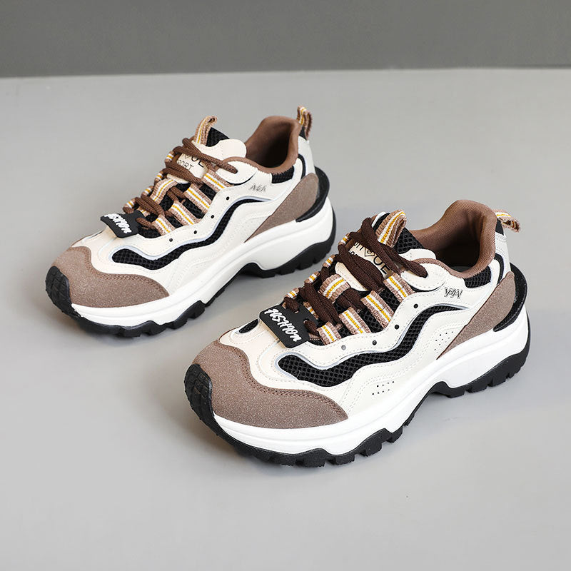Damen trendige Chunky Sneakers mit atmungsaktivem Mesh und stabiler Sohle R&B