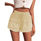 Damen lässige Shorts mit praktischen Taschen und komfortablem Kordelzug R&B