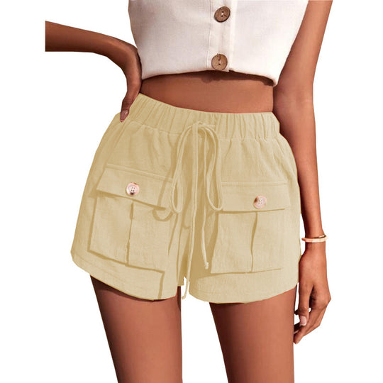 Damen lässige Shorts mit praktischen Taschen und komfortablem Kordelzug R&B