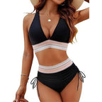 Damen Bikiniset mit hohem Bund und verstellbaren Rüschen R&B