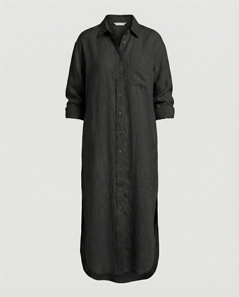 Damen Hemdblusenkleid Leinen Midi