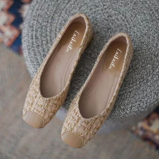 Damen elegante Ballerinas mit modischem Tweed-Obermaterial und komfortablem Fußbett R&B