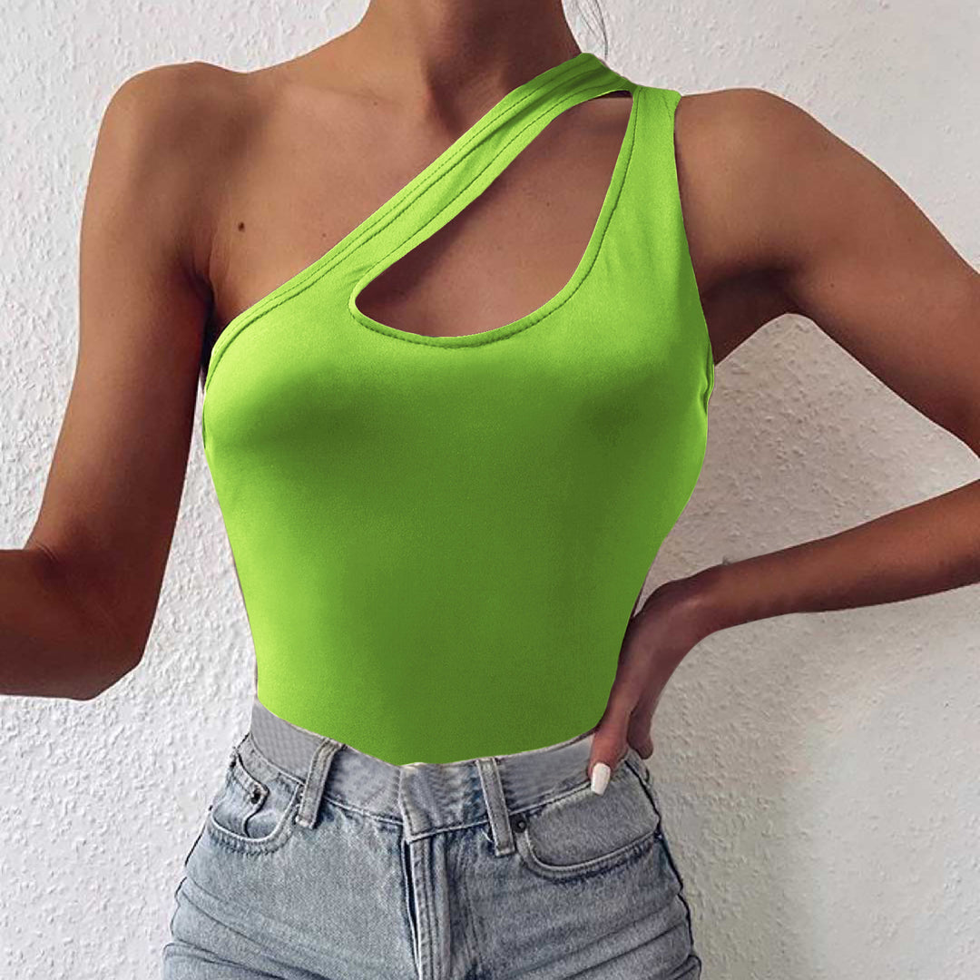 Damen asymmetrisches Bodysuit mit modischem Cut-Out R&B