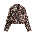 Damen cropped Wildlederjacke mit elegantem Leo-Print R&B