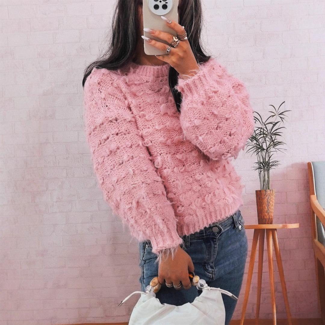 Damen lässiger Oversized-Pullover aus strukturiertem Material mit einzigartigem Design R&B